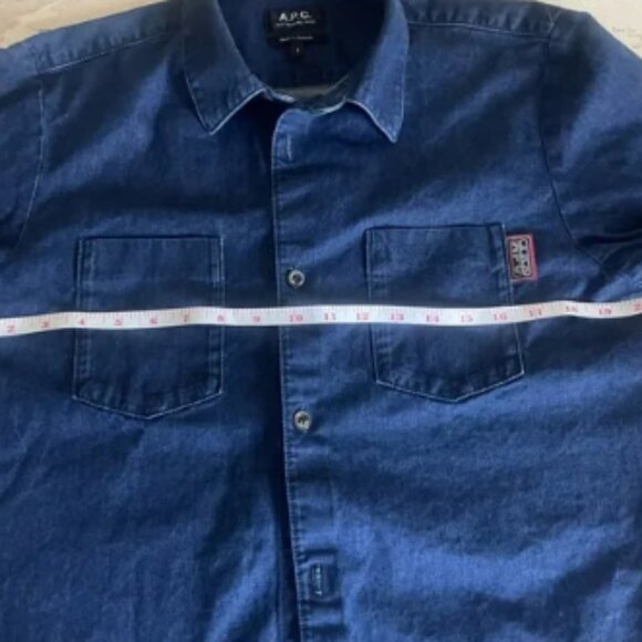 A.P.C. LOGO SHIRT Denim Long Sleeve Size Small - Picture 5 of 8